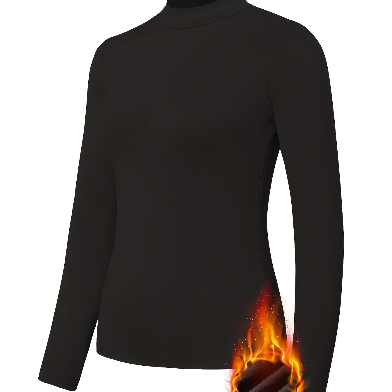 

Cozy Women' Long Sleeve Thermal Underwear Top - Soft Polyester & Elastane , Machine Washable, Warm & Comfortable For Winter Lounging