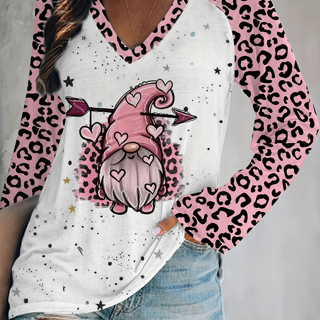 

Plus Size Graphic Print T-shirt, Casual Crew Neck Long Sleeve Top For Spring & Fall, Women's Plus Size Clothing