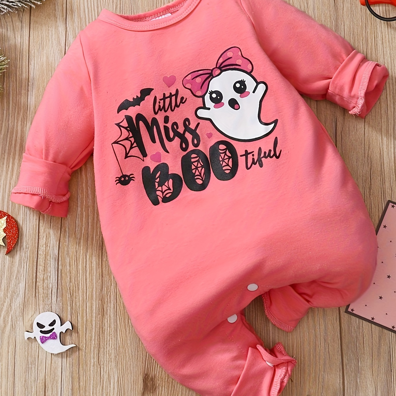 

Baby's Print Print Long Sleeve Romper, Toddler & Infant Girl's Bodysuit