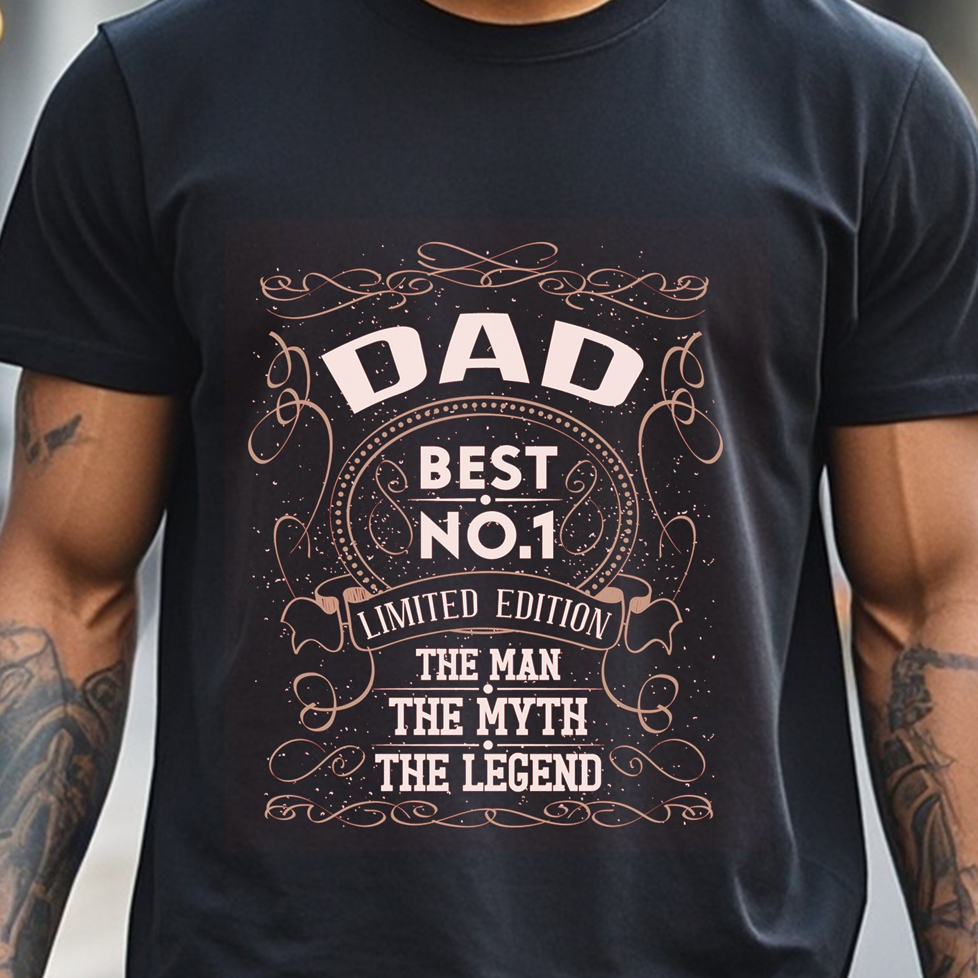 

No 1 Dad Man Myth Legend T-shirt Men's T-shirts Crew Neck Black T-shirt Cotton Soft 100% Cotton Funny Graphic Gym-friendly Moisture-wicking Breathable T-shirt Daddy Shirt