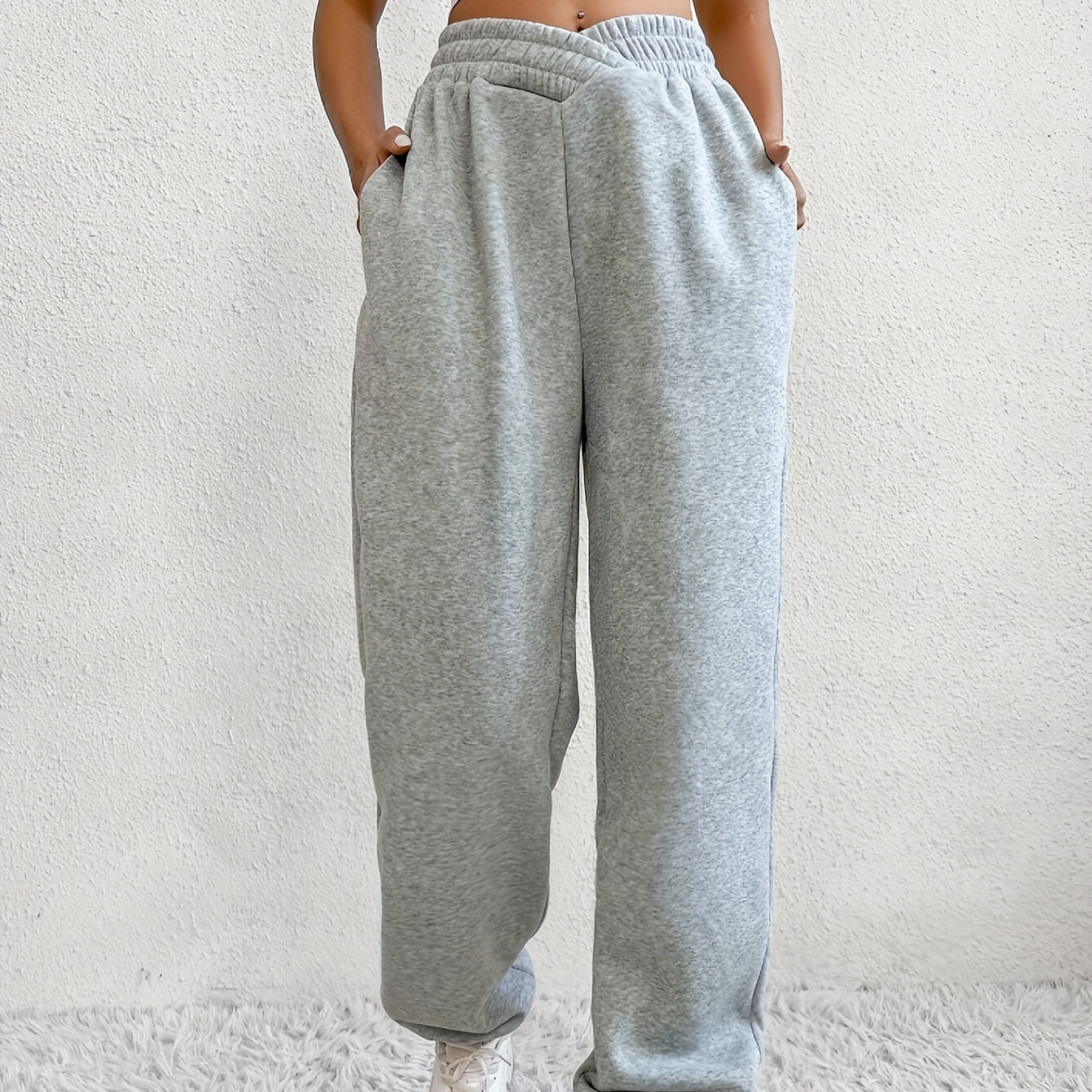 

Solid Loose Basic Jogger Sweatpants, Versatile Comfy Pants For Fall & Winter, Women's Clothing