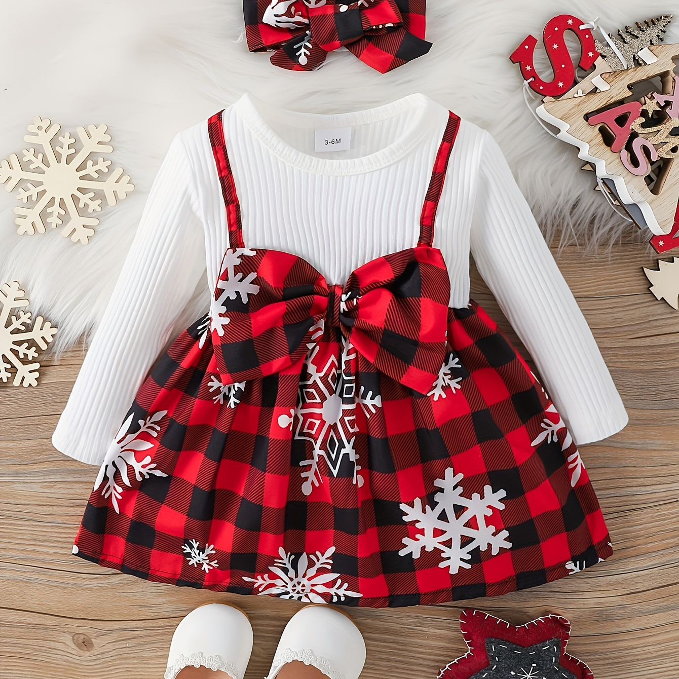 

' Christmas , Bowknot, Long , , , Toddler Outfit Set Headband, Size 3-6m