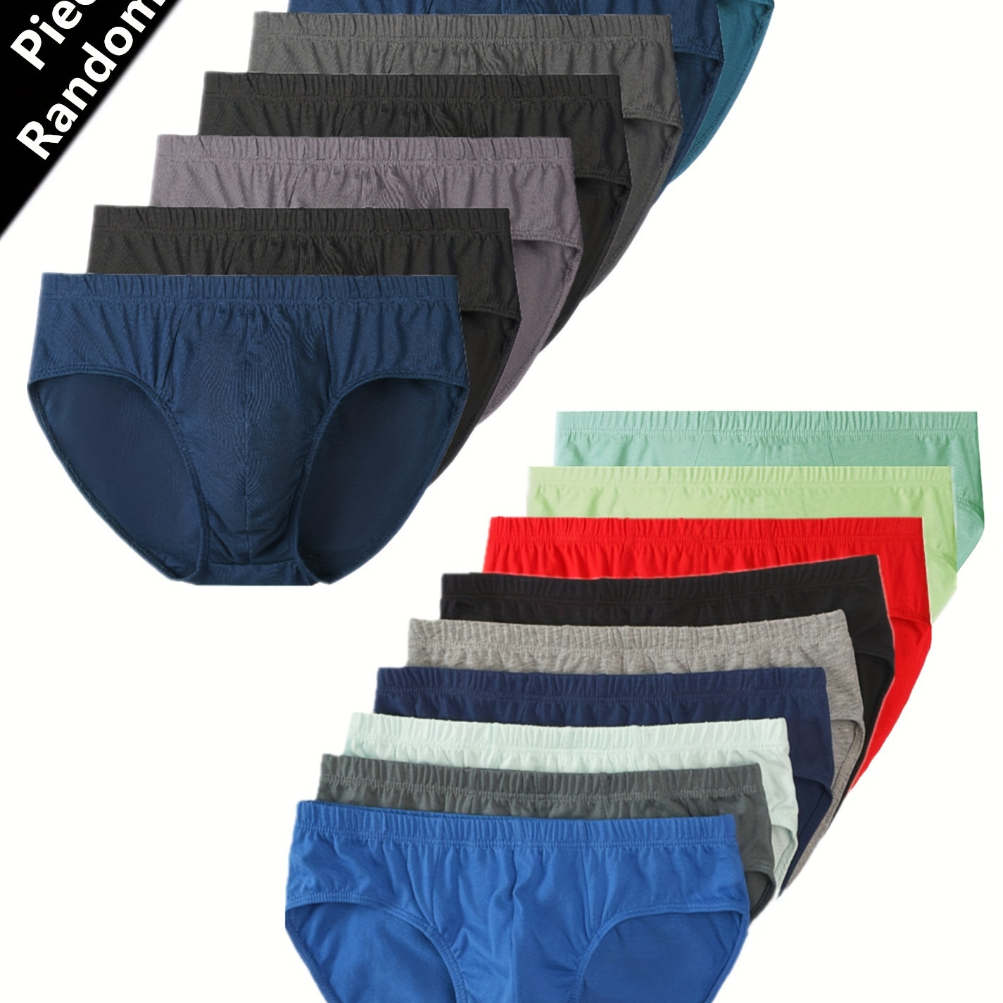 

10pcs Random Color Men' Color Breathable Cotton Comfortable Daily Casual Bag Hip Triangle Underwear