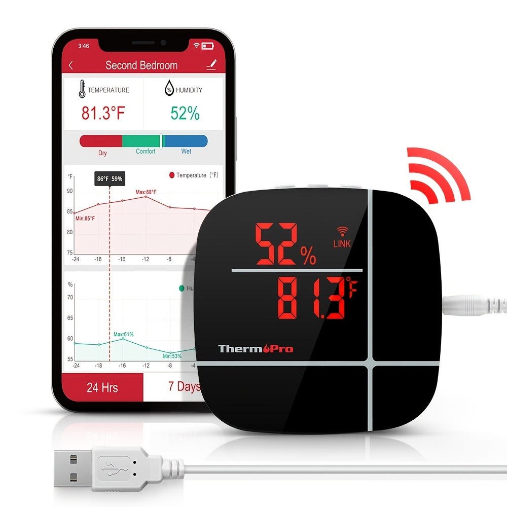 Wifi Temperature And Humidity Monitor Wireless Temperature - Temu