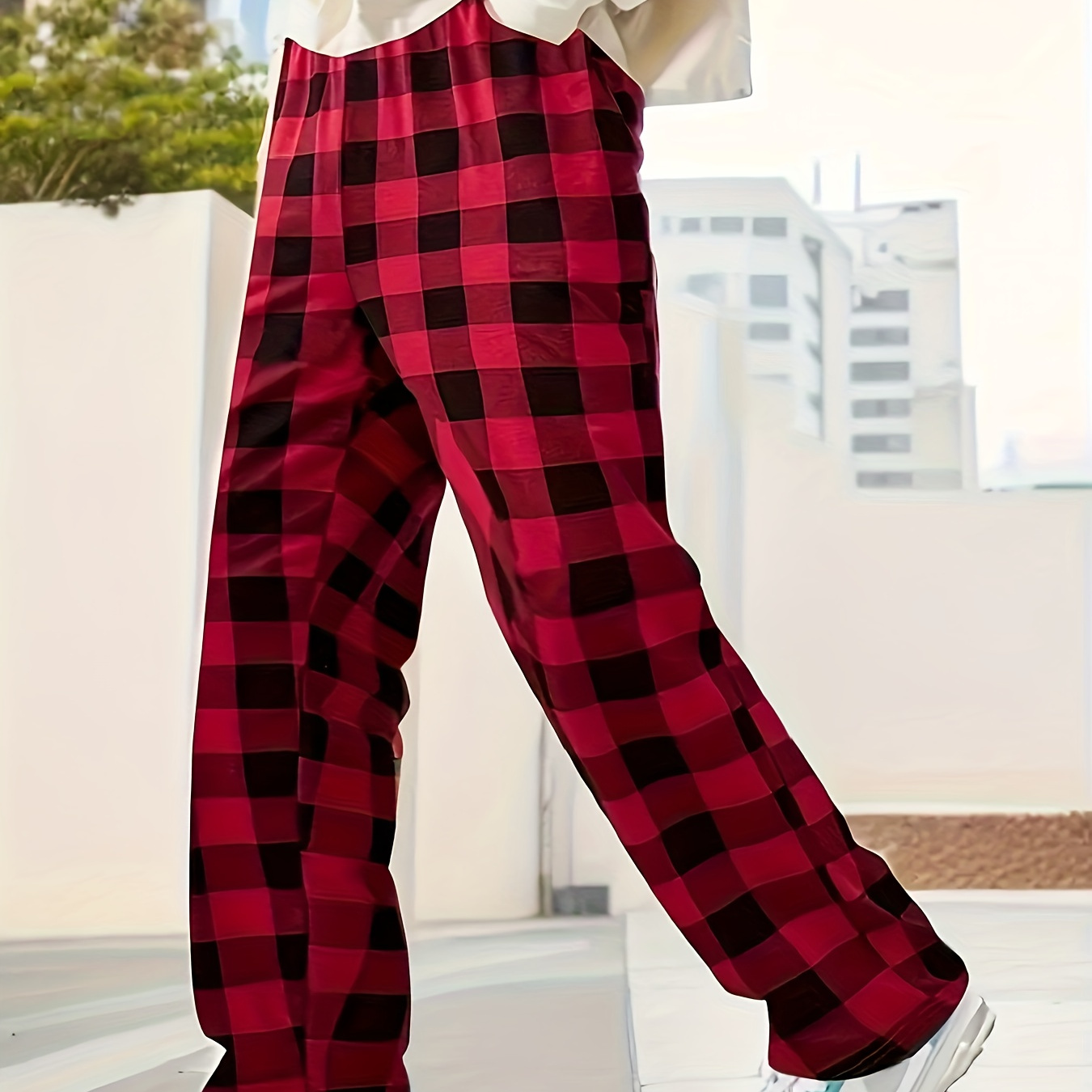 

Men's Classic Plaid Pajama Pants, Loose Lounge Wear, Comfy Stretchy Pants For Daily Wearing