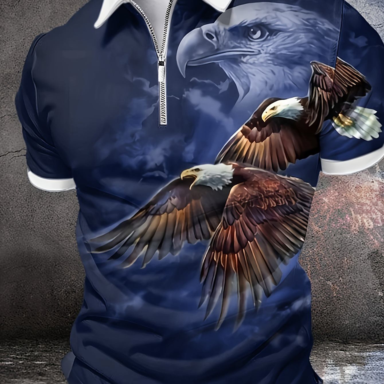 

Men's Eagle Print Shirt - Casual & Formal, Short Sleeve, Breathable Polyester, Summer Wear