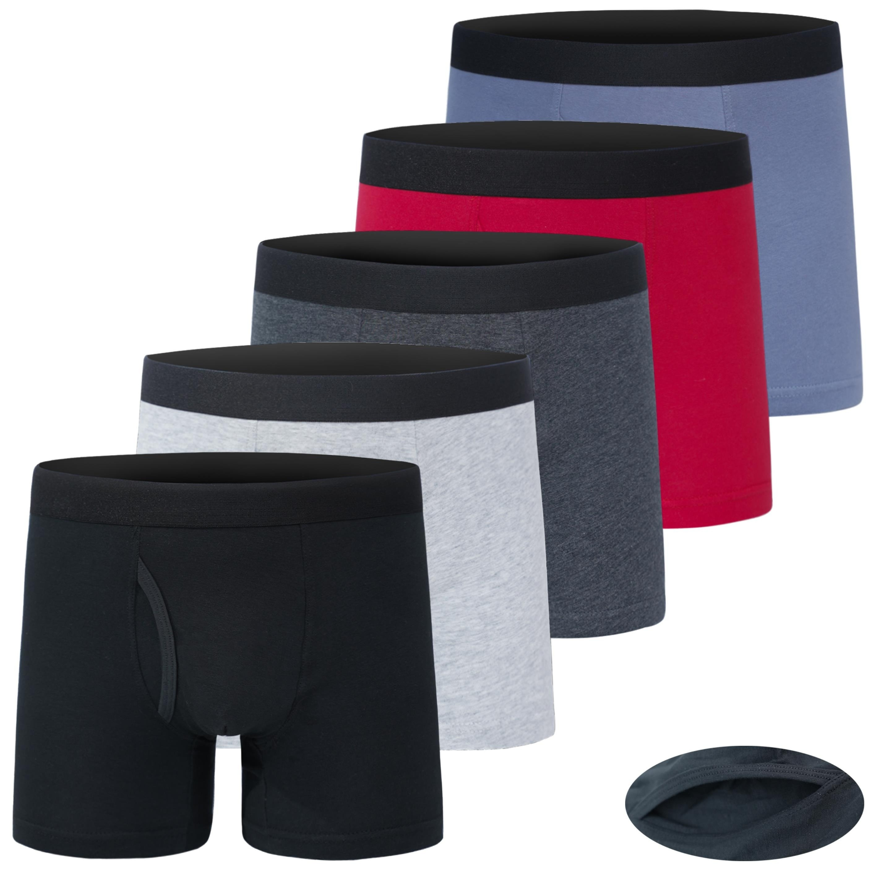 Men's Cotton Long Leg Boxer Briefs Underwear - Temu Canada