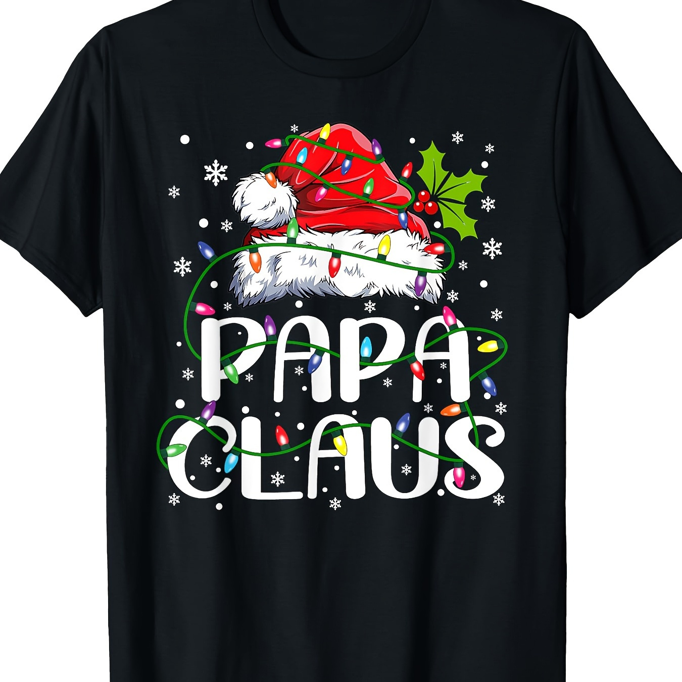 

Papa Claus Christmas Lights Pajama Family Matching 220g 100% Cotton T-shirt