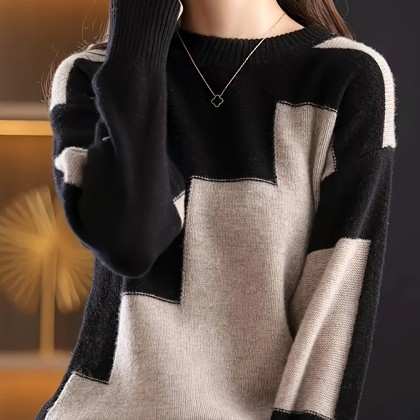 

Elegant Sweater For Women - Viscose Knit Pullover With Round Neck, Casual Long Sleeve Top For All