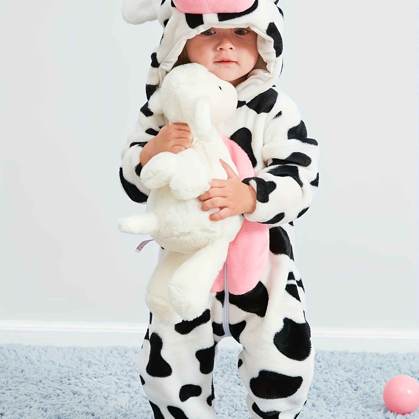 

Super Cute Cow Shape Furry Baby Boys Girls Jumpsuit! - Thick Kids Thermal Clothes