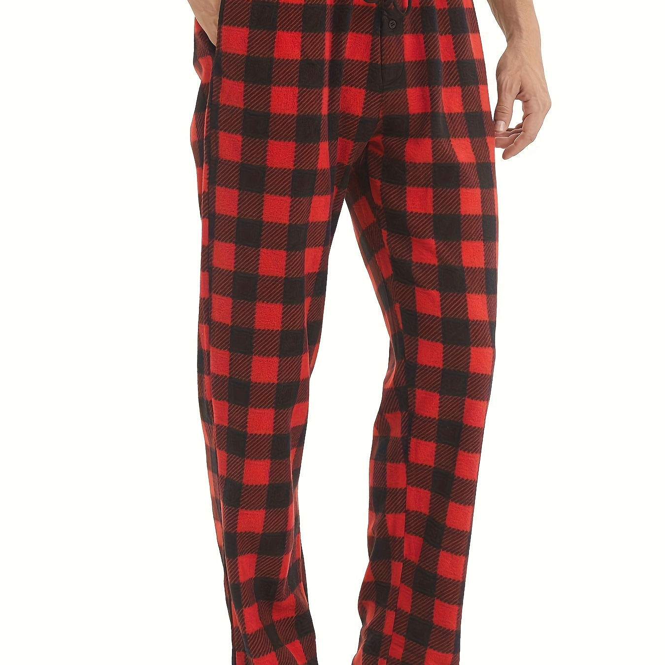 

Men's Simple Style Plaid Pattern Casual Comfy Pants, Trendy Loose Stretchy Elastic Waist Home Pajamas Bottom, Suitable For Sleeping Home