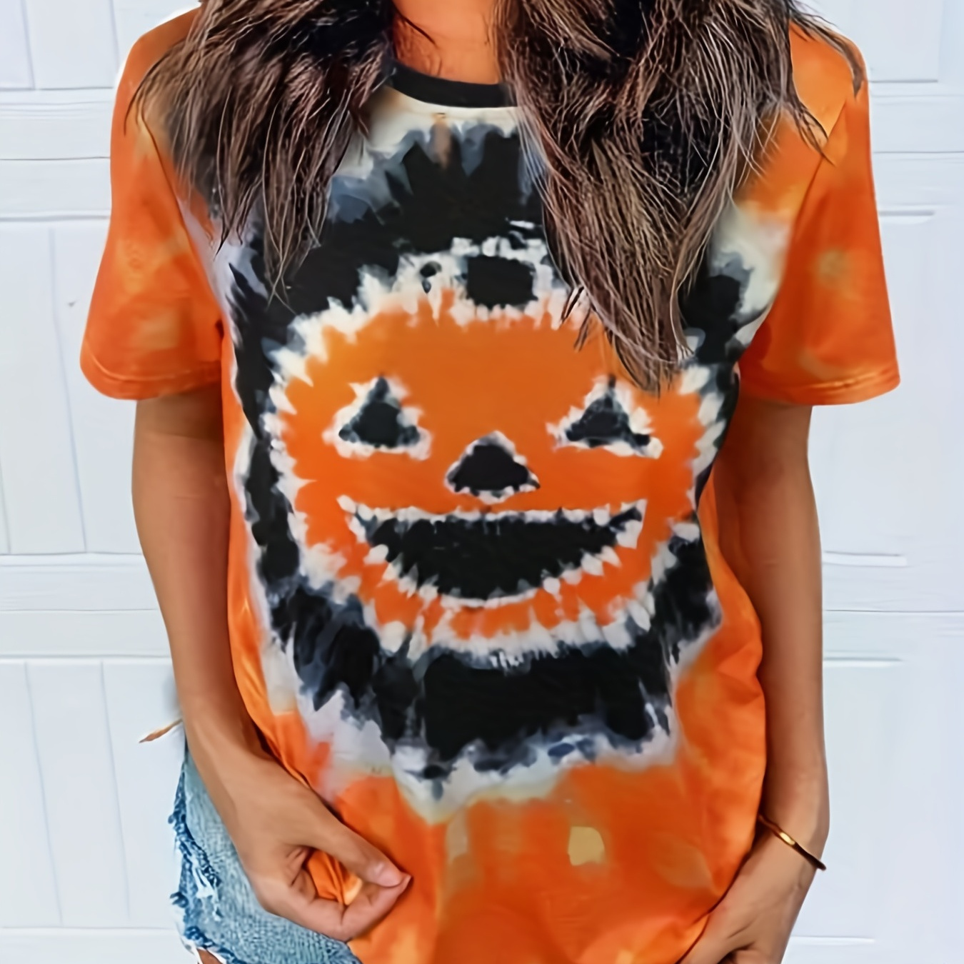 

Halloween Graphic Print T-shirt, Casual Short Sleeve Top For Spring & Summer, Women's Clothing