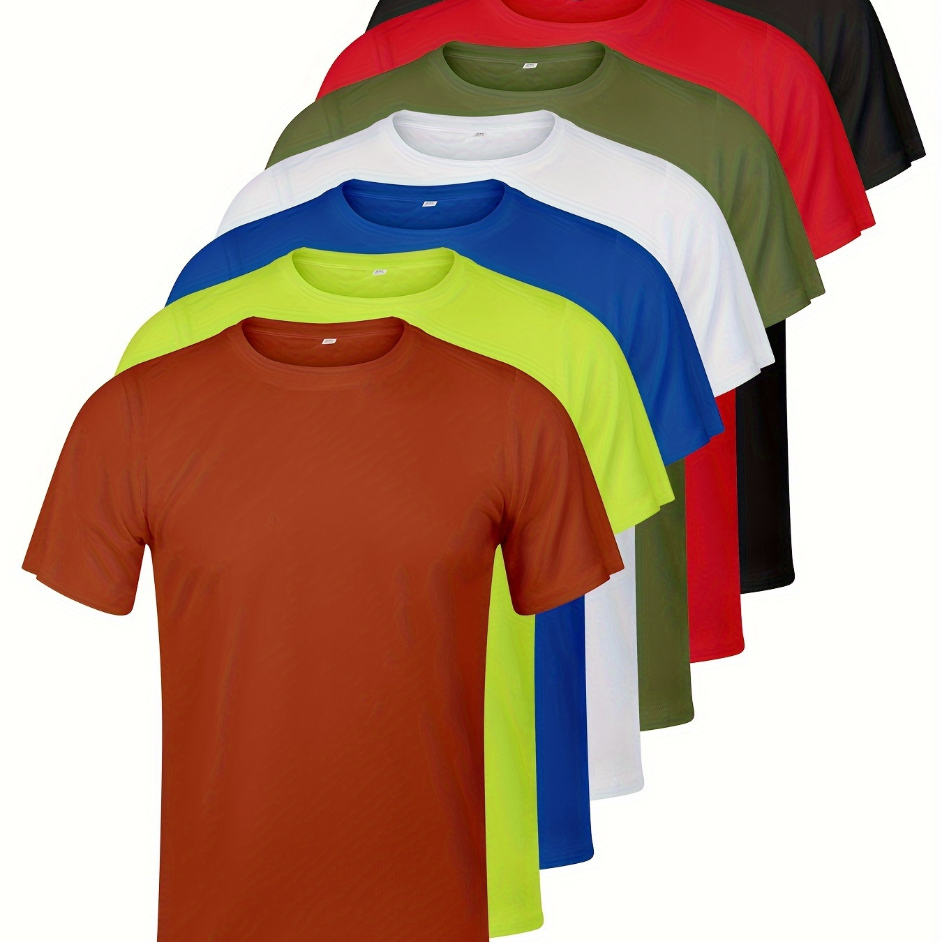 

7pcs Men's Breathable Quick-dry Athletic T-shirts - Running, Hiking & Training | , Polyester, Machine Washable