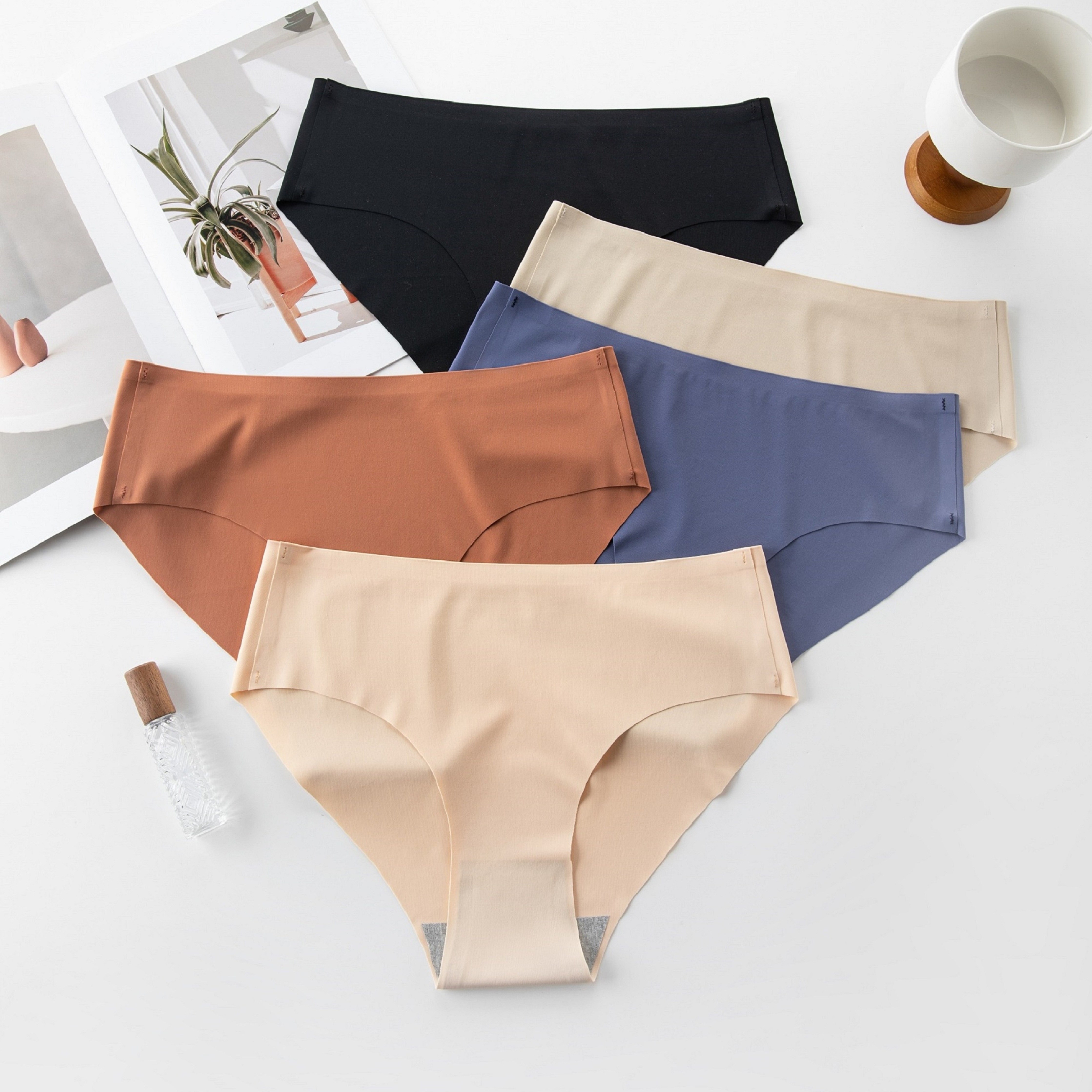

5pcs Women' Seamless Briefs Solid Breathable Autumn And Winter Warm Women's Underwear