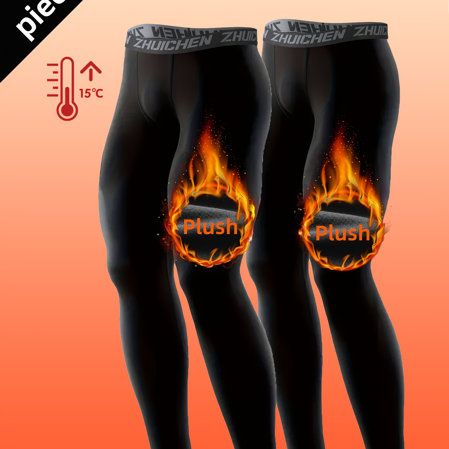 

2pcs Men's Fleece Lined Leggings, High Sports Pants For Basketball Training, Running, Skiing, And Outdoor Activities