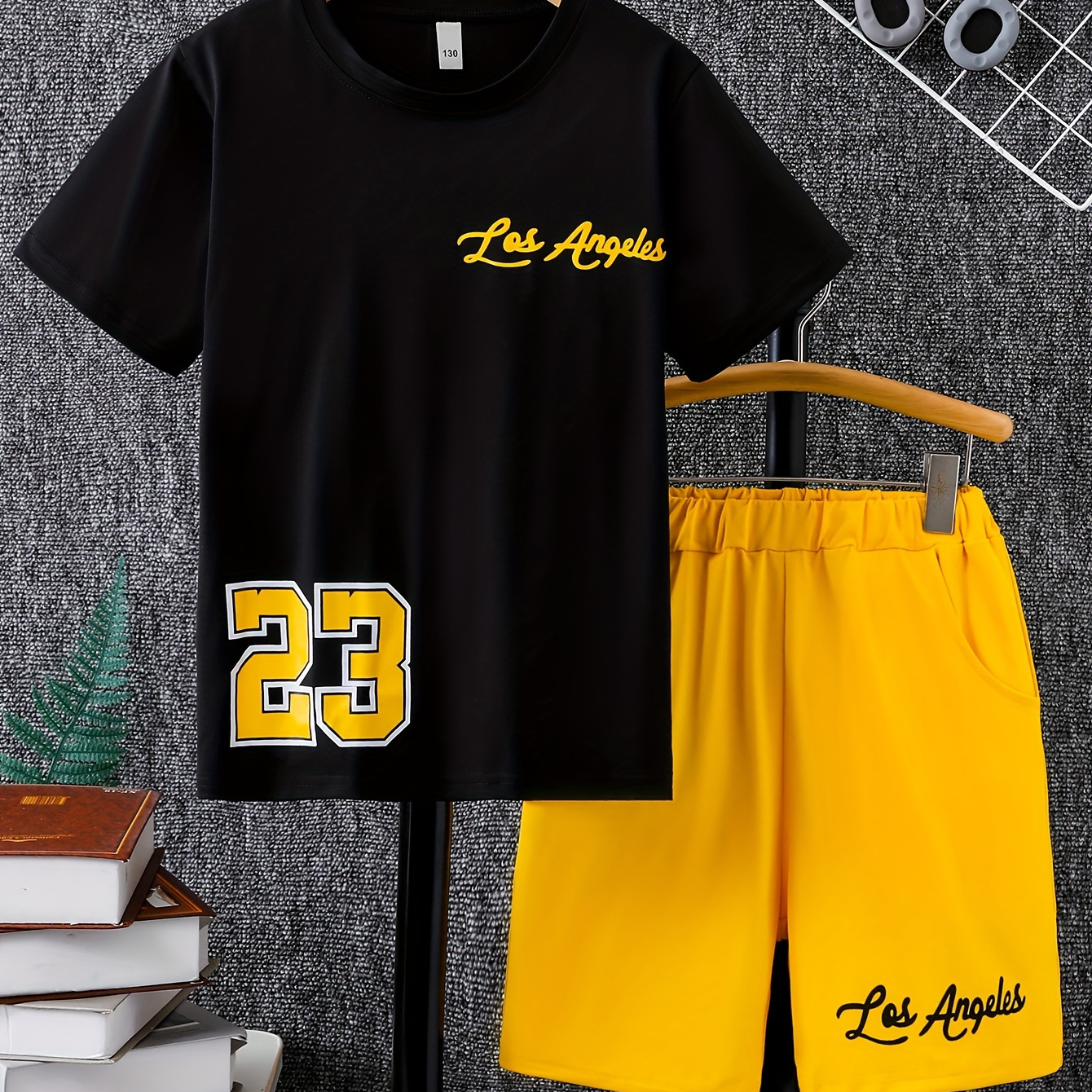 

2pcs Boys Stylish Los Angeles Letter Print Comfortable Versatile Short Sleeve T-shirt & Shorts Set, Cool, Lightweight And Comfy Summer Clothes!