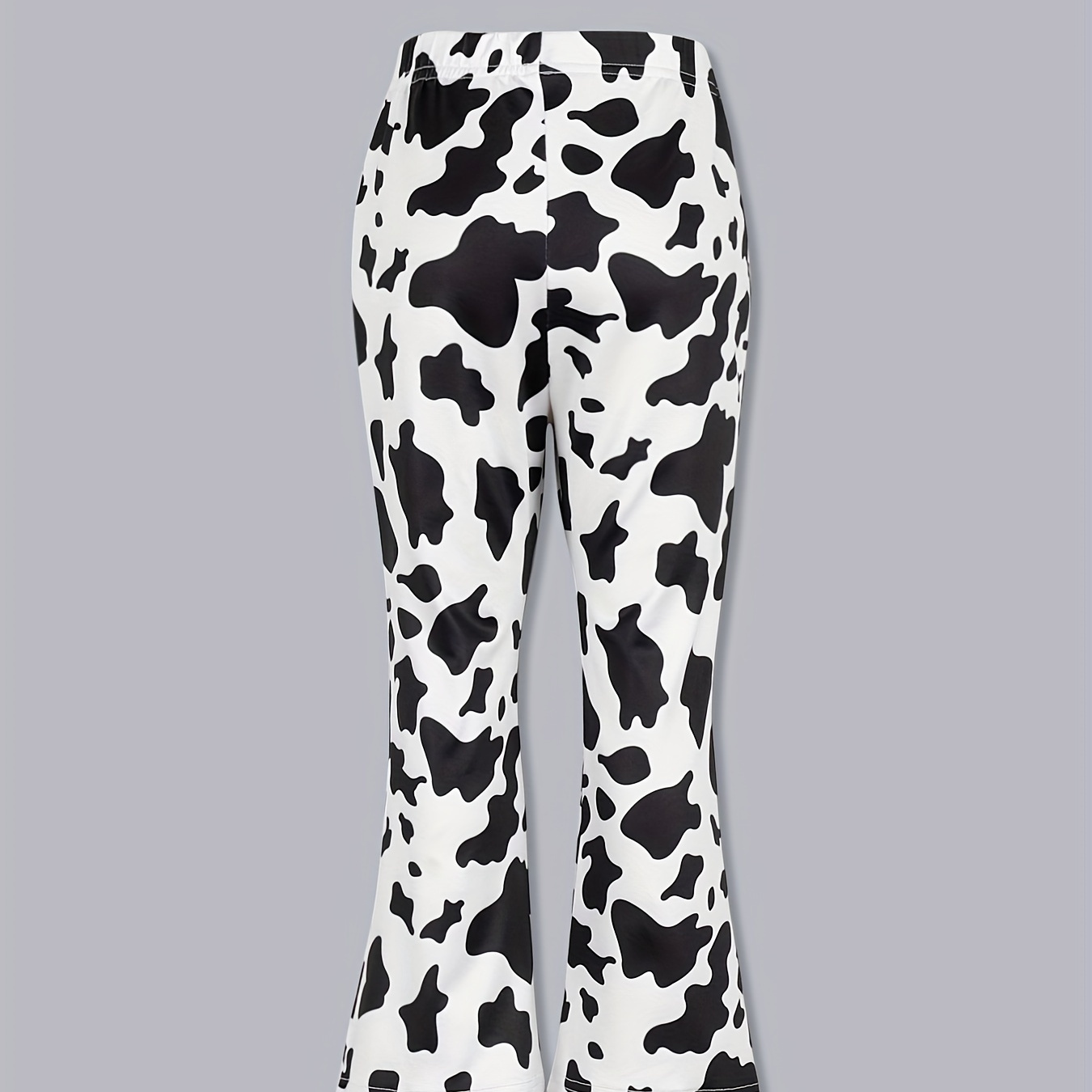 

Teen Girls Casual Milk Cow Print Stretch Long Flare Leg Pants, Kids Clothes