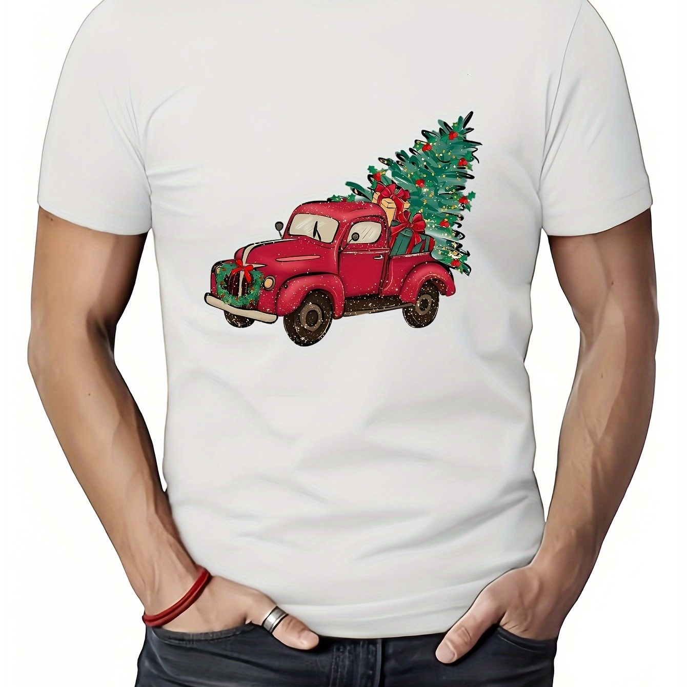 

Christmas T- Truck And - , Knit , Regular Fit Summer Tee