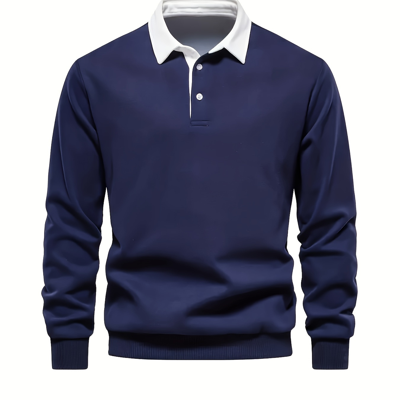 

Men's Autumn And Winter Simple Long Sleeve Golf Shirt, Thickened Lapel Button Pullover