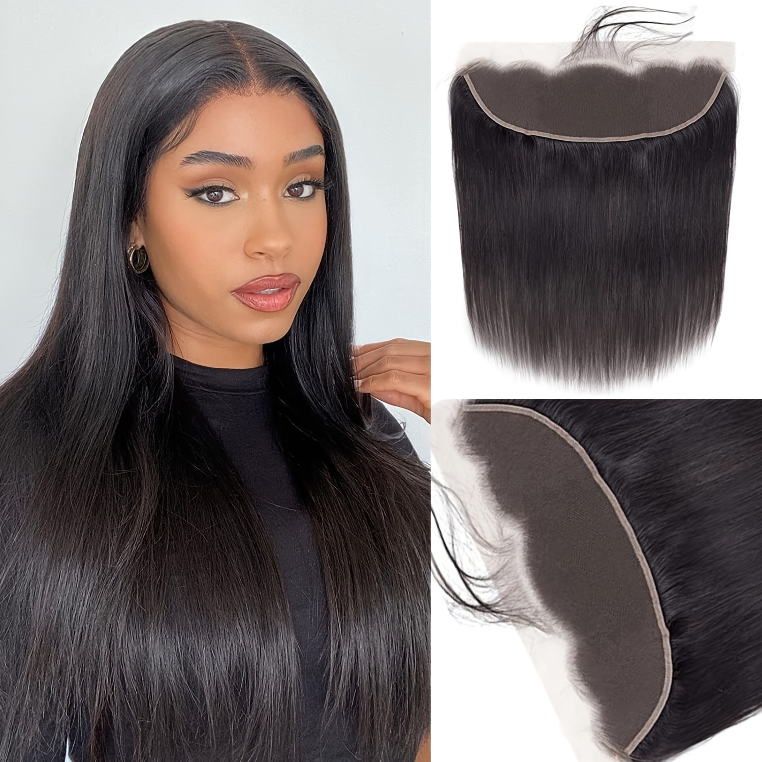 Free Part Ear To Ear 13x4 Straight Lace Frontal Closure Brazilian Straight  Human Hair Frontal 150% Density Brazilian Virgin Straight Human Hair