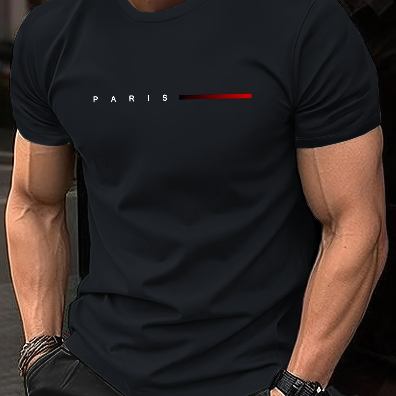 

And Simple Pattern Print, Men' Slim Fit Short Sleeved T-shirt For Summer, Casual Comfortable Round Neck Short Sleeved T-shirt & Lightweight Top For Men