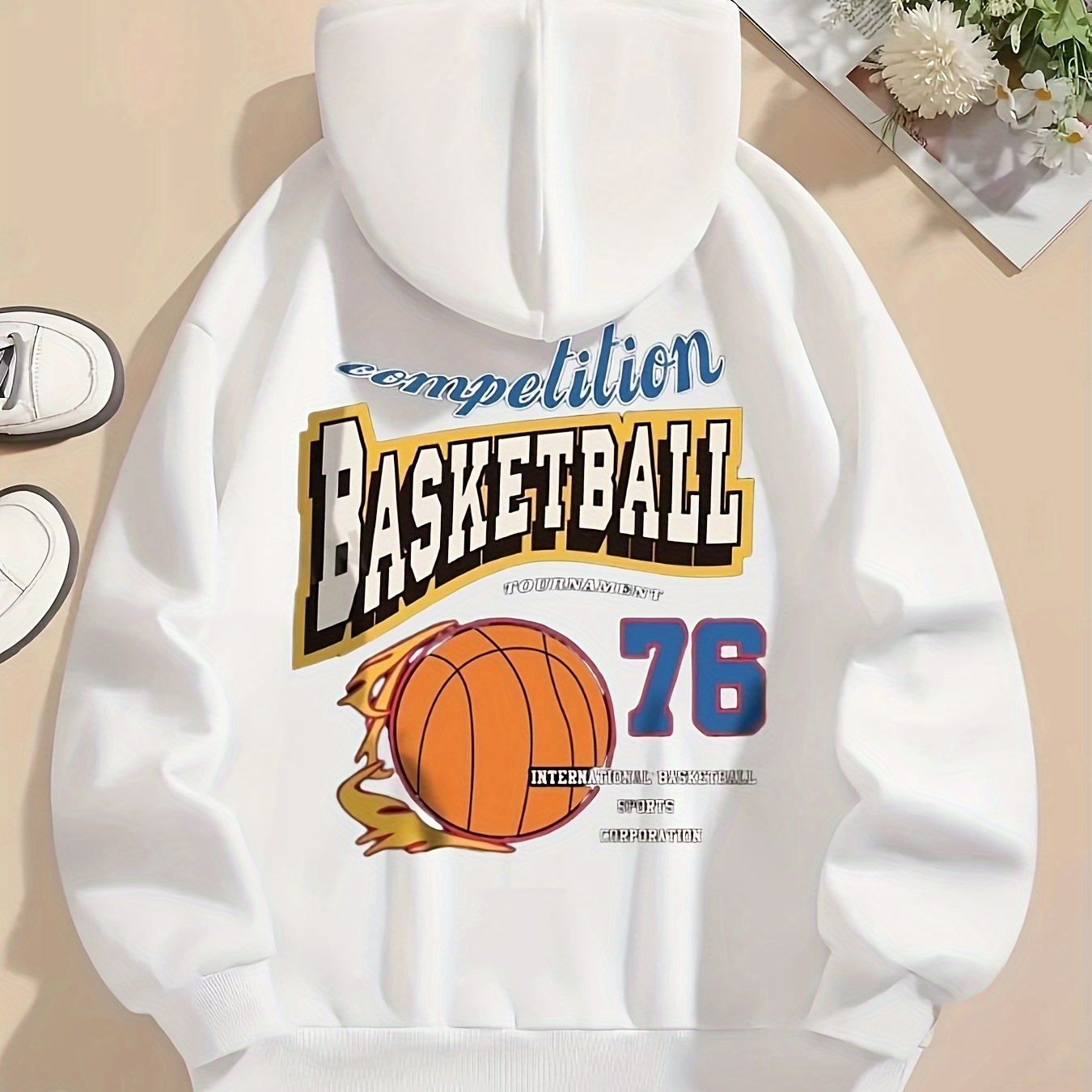 

Basketball Print Hoodie, Drawstring Casual Hooded Sweatshirt For Winter & Fall, Women's Clothing