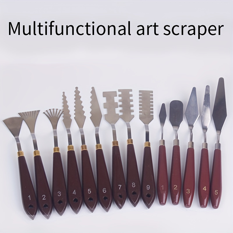 

New 14 Special-shaped Oil Painting Shovels New Type Color Mixing Shovels Oil Painting Acrylic Scraper Texture Shovels Special-shaped Blade For Color Mixing In Art Painting