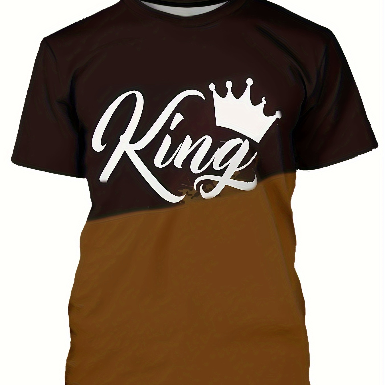 

Men's King Print T-shirt, Casual Short Sleeve Crew Neck Tee, Men's Clothing For Outdoor