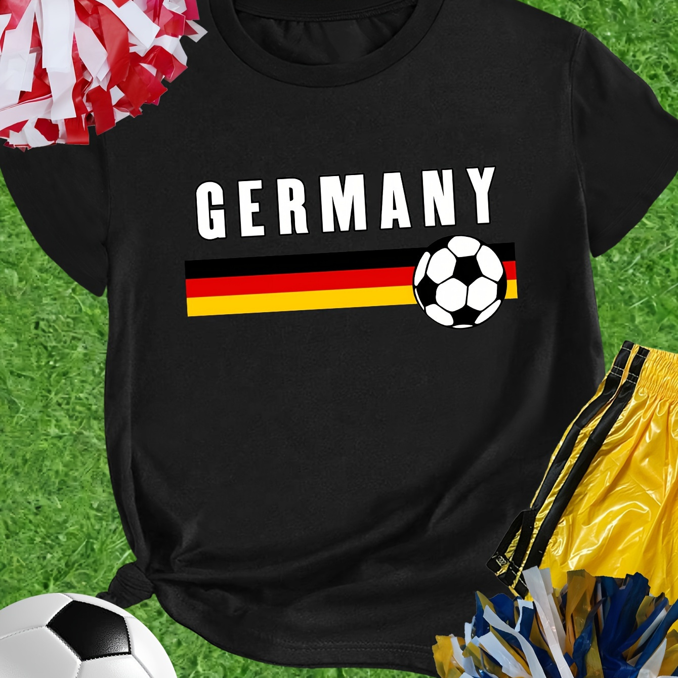 

Germany Soccer Team Shirt, Euro 2024 Soccer/football Event T-shirt With National Flag & Football Graphics, Sports Fan Apparel, Casual Wear