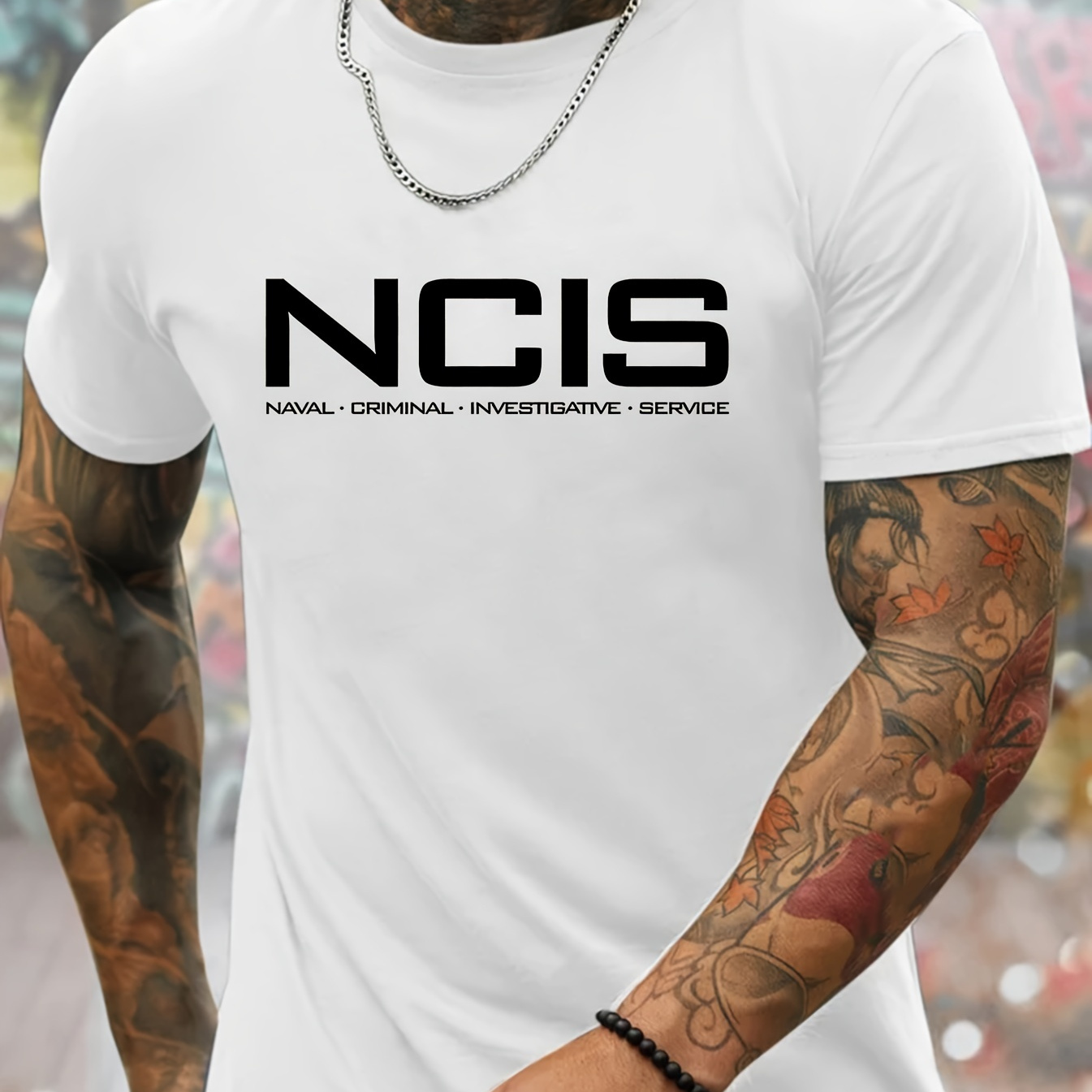 

Men's Ncis Graphic Print T-shirt, Summer Trendy Athletic Short Sleeve Tees For Males, Stylish Casual Style