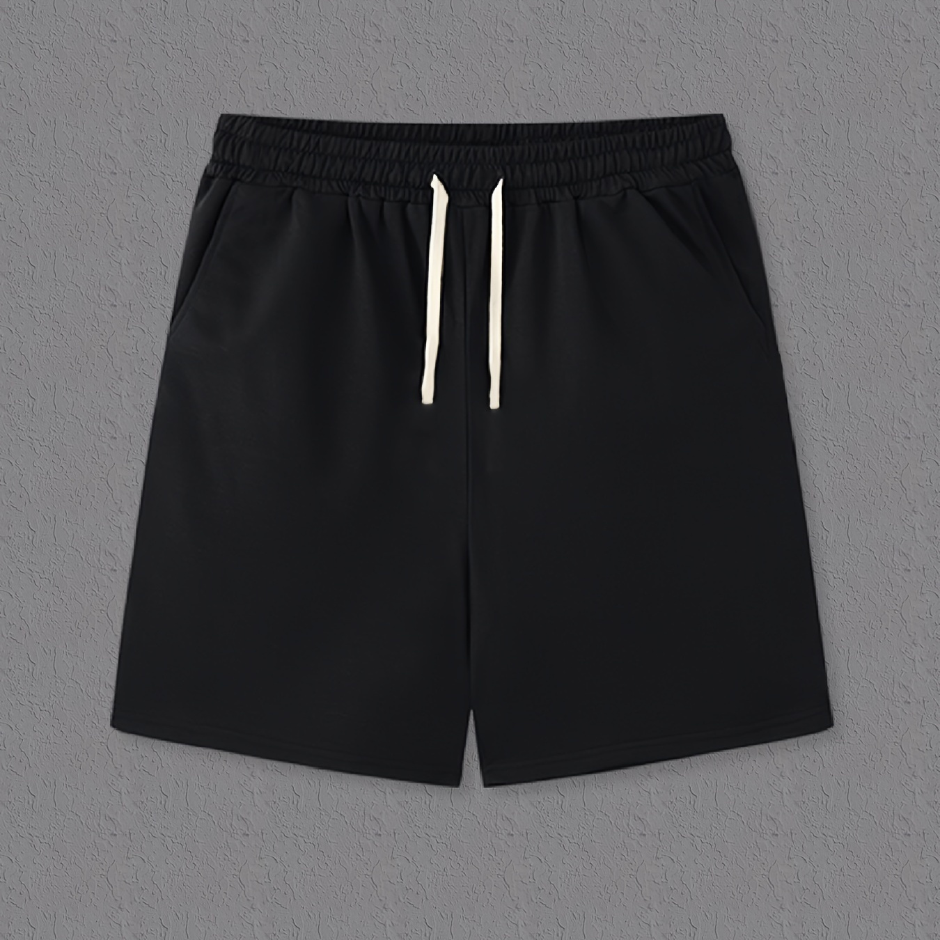 

Comfy Solid Shorts, Men's Casual Solid Color Slightly Stretch Elastic Waist Drawstring Shorts For Summer Basketball Beach Resort