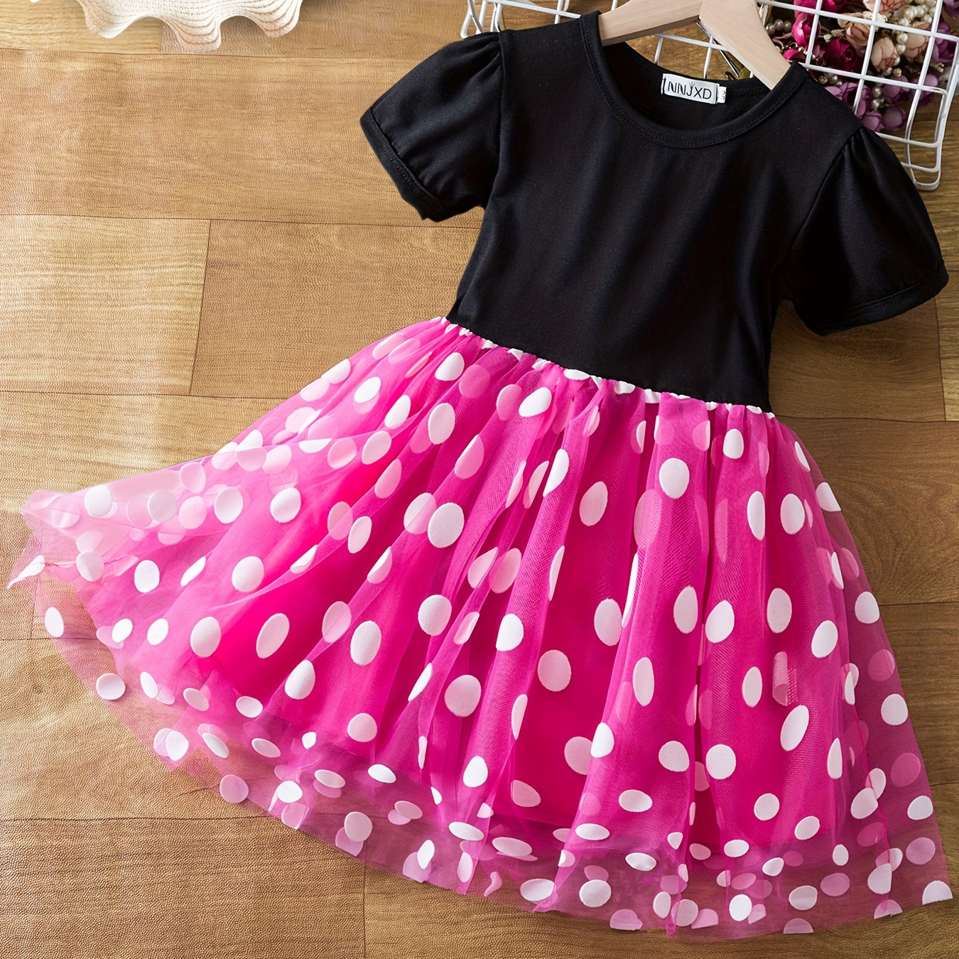 

Toddler Girls Polka Dot Puffy Tutu Play Dress Kids Belted Princess Dress For Halloween Gift