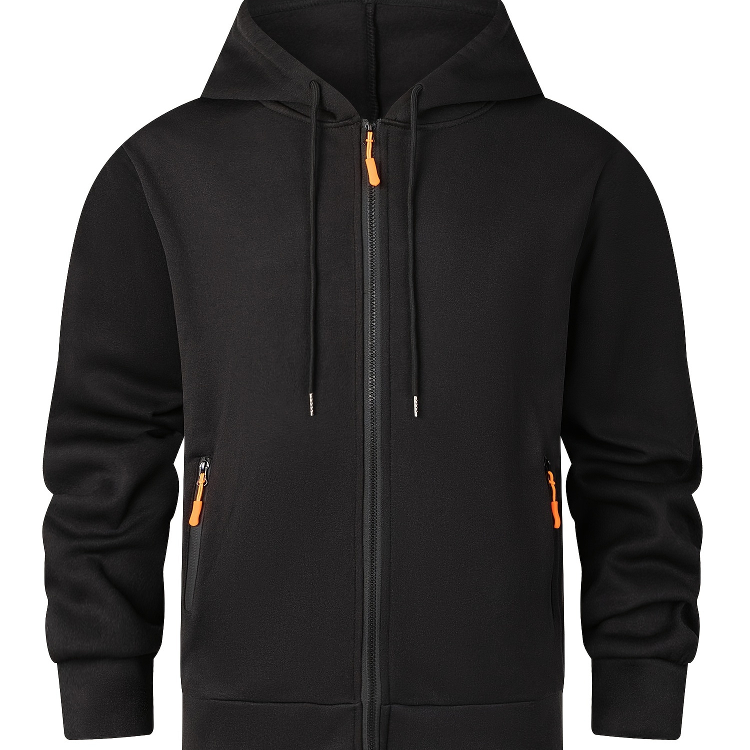 

Men's Casual Hooded Zip-up Jacket With Pockets, Long Sleeve Solid Color Coat For Spring/autumn