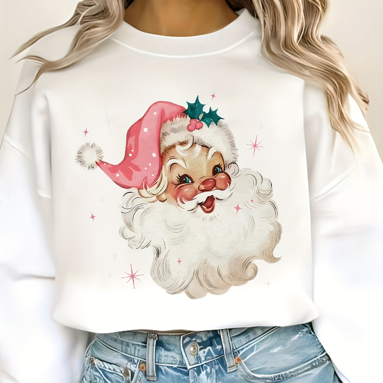 

Christmas Graphic Sweatshirt - 100% Polyester Knitted , For Fall/