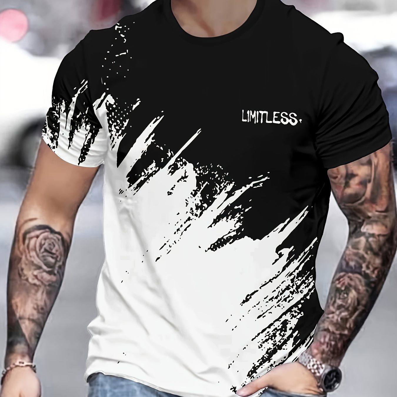 

Men's Color Matching T-shirt, Short Sleeve Crew Neck Tee, Men's Clothing For Summer Outdoor