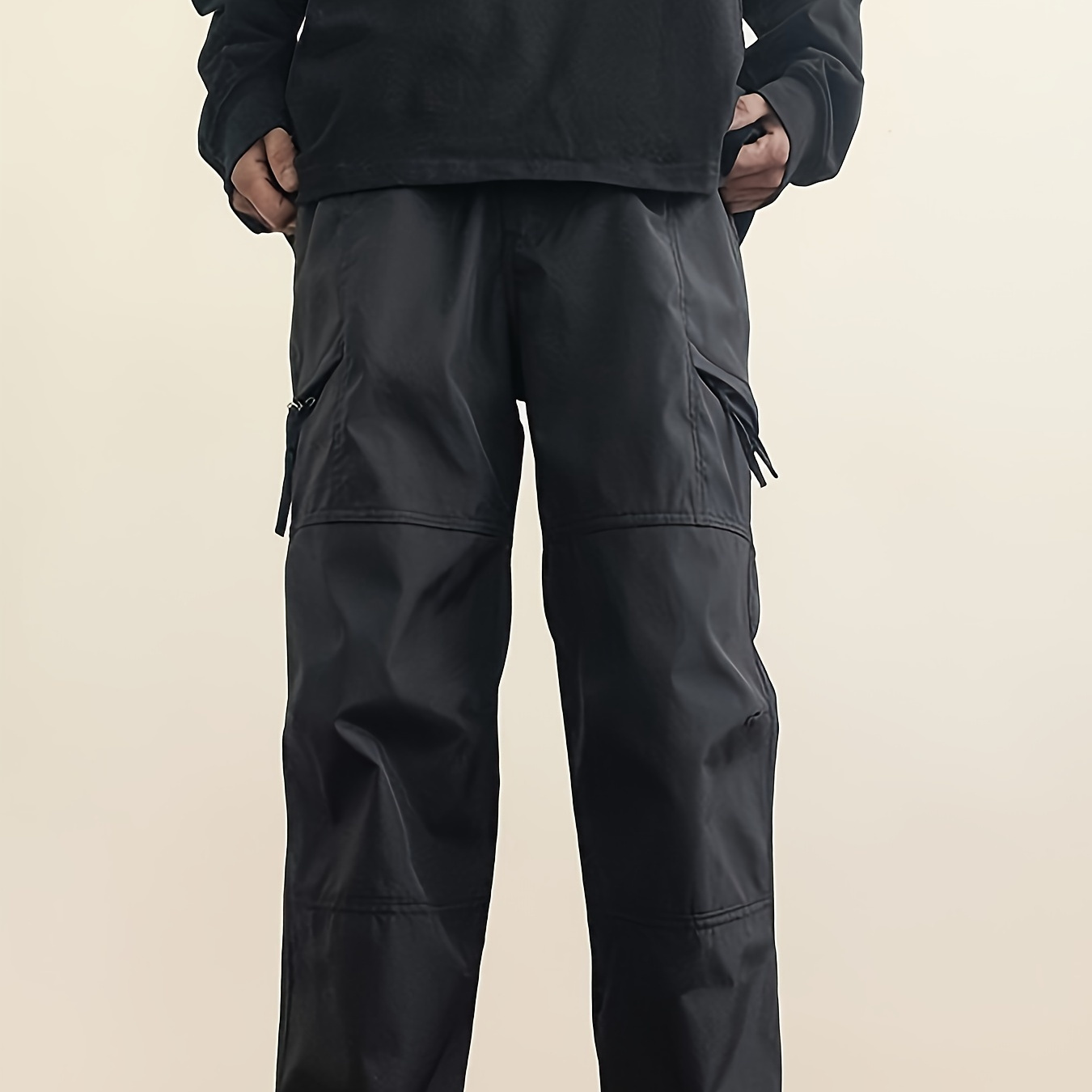 

Black Hardshell Pants Male Waterproof Functional Overalls Straight Leg Loose Slim Casual Machine Wash Pants