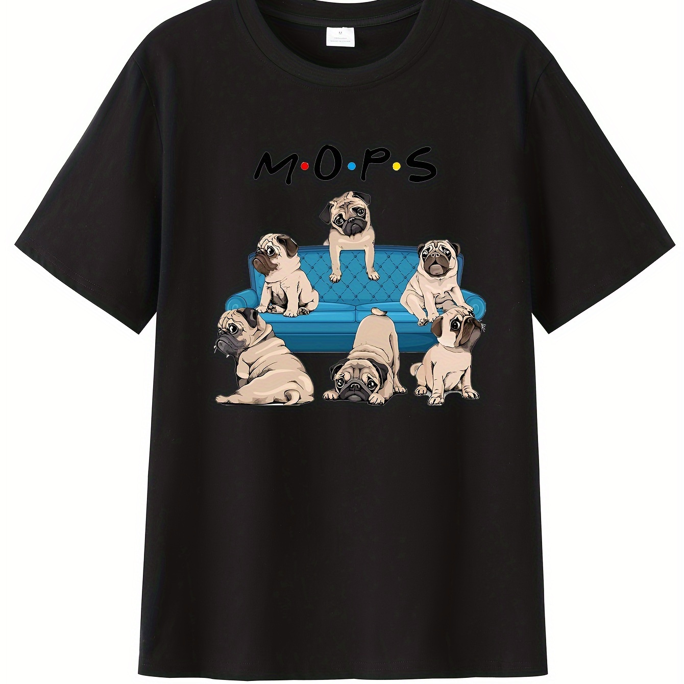 

Cute Poor Cartoon Pug Dogs Graphic Print, Men's Summer Casual Short Sleeve T-shirt, Round Neck, Comfy And Simple Fit, Versatile Outdoor Top For Daily Wear