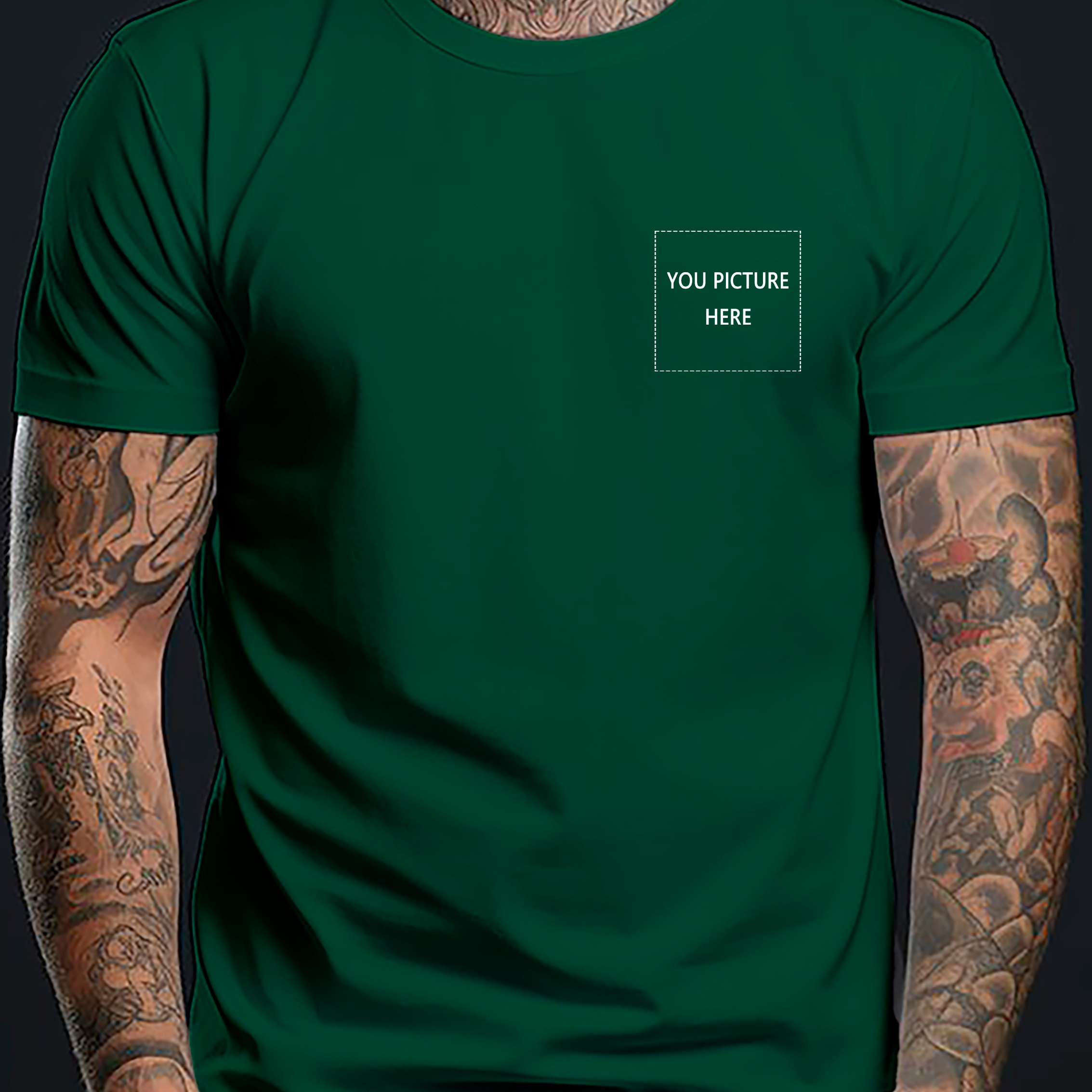 

[T-shirt ] T-Shirt Personnalisé pour Hommes - Votre Personnelle avec un Tee-shirt Vert, Décontracté, à Manches Courtes - Lavable en Machine & Confort Toutes