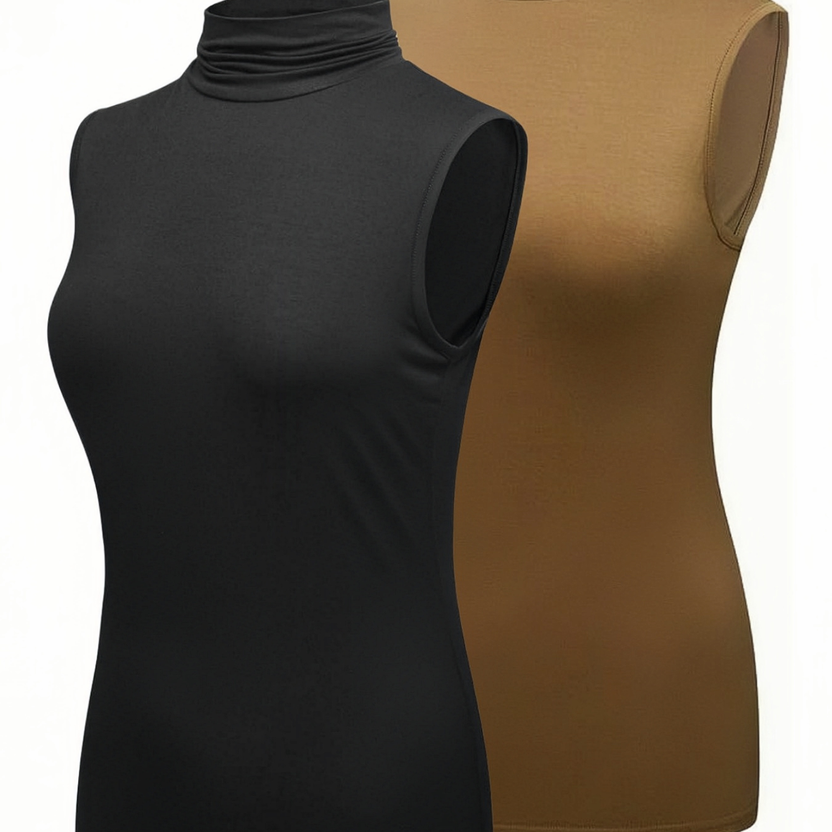 

2 Pack Mock Neck Tank Top, Casual Sleeveless Slim Top For Spring & Summer, Women's Clothing