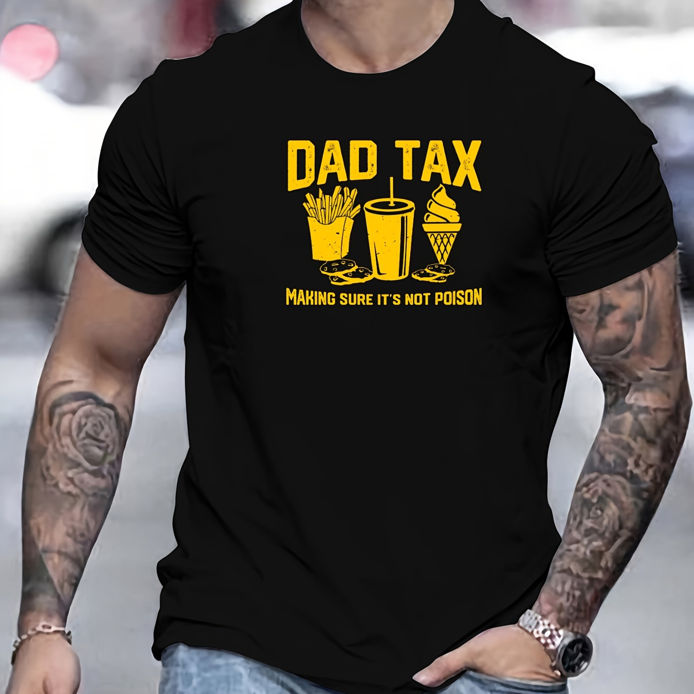 

T- Unique 'dad Tax' - Polyester , , Summer Tee For & - , Non-transparent,