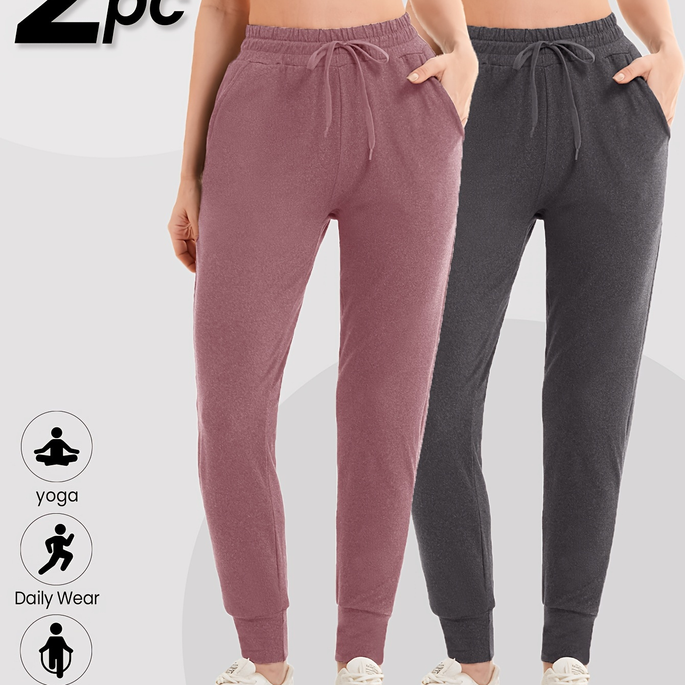 

2-pack/ 3-pack Jogger For Women - Sweatpants With Pockets, Casual Jogging For Outdoor Yoga