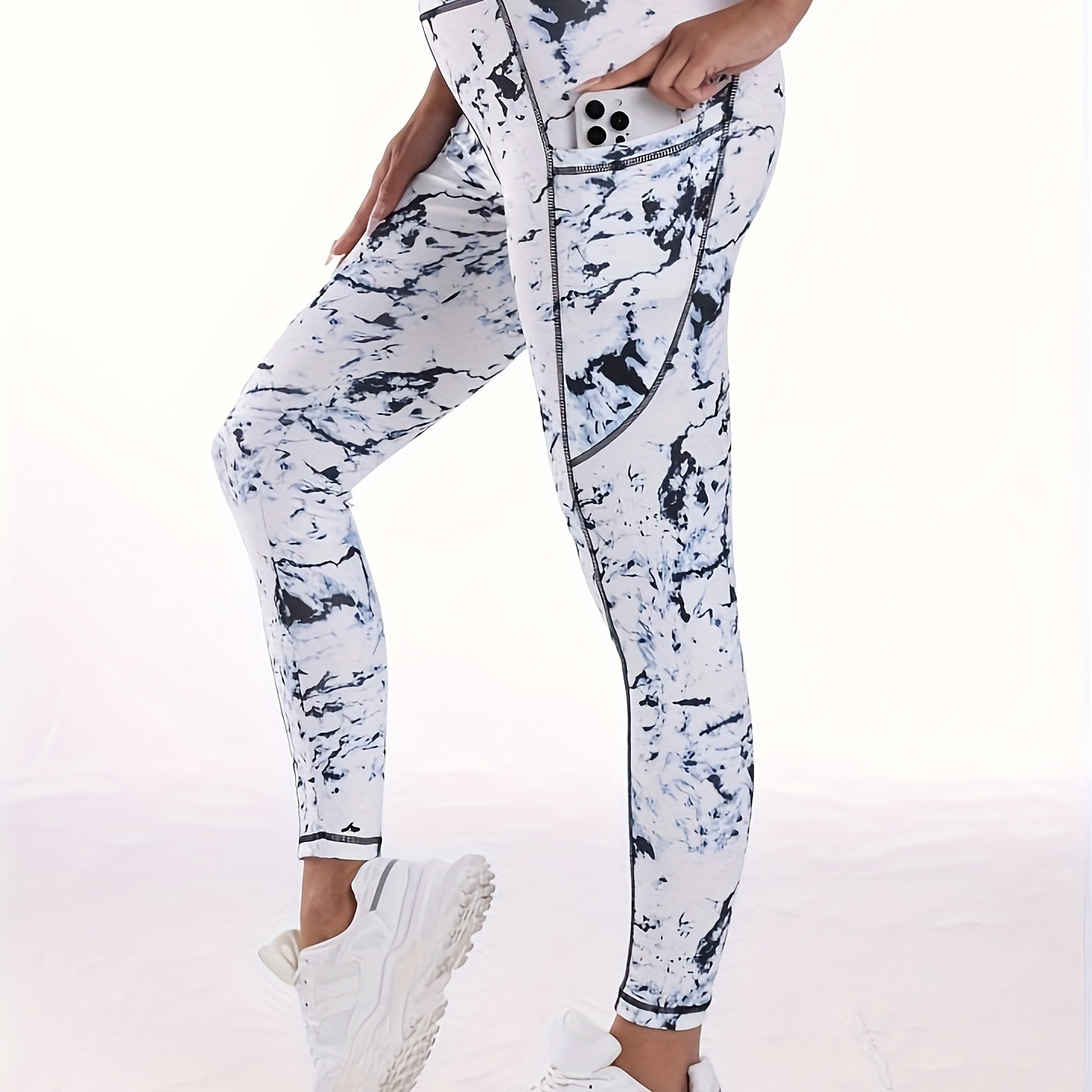 

High Waisted Tie Dye Fashion Print Tummy Control Yoga Leggings With Pockets For Women