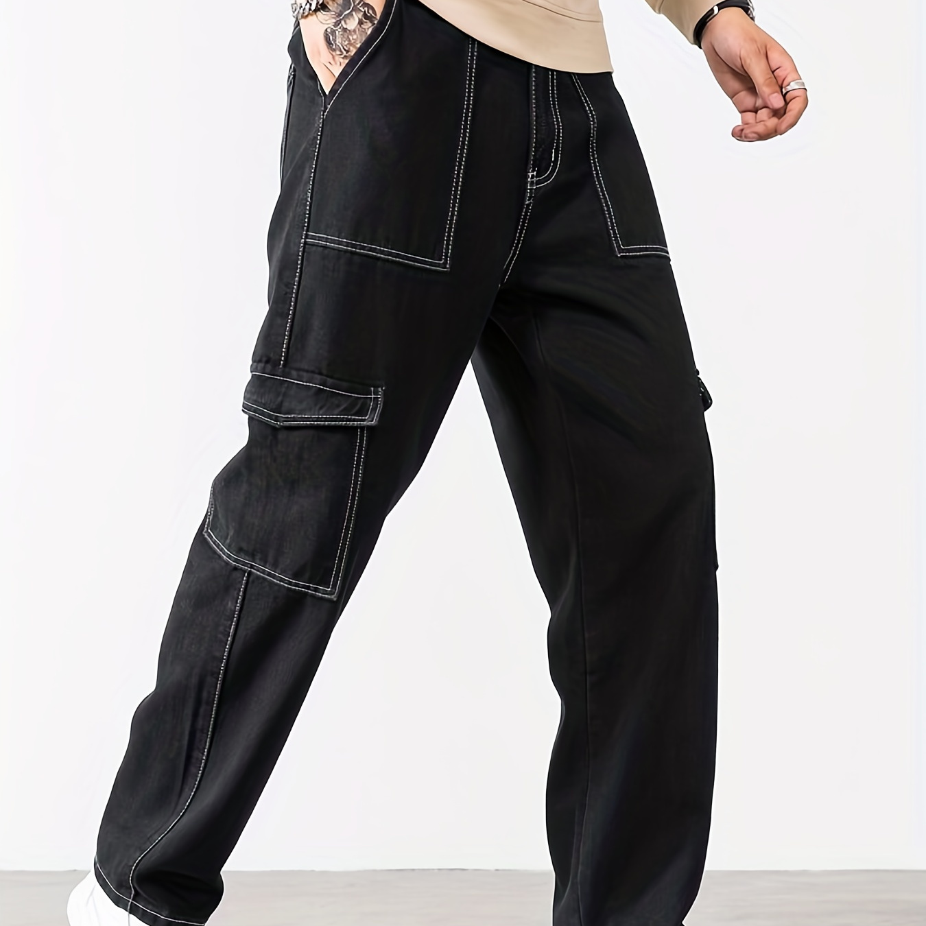 

Men's New Trendy Loose Straight Leg Thin Pants Multi Flap Pocket Sports Pants High-quality Cargo Pants Trouser