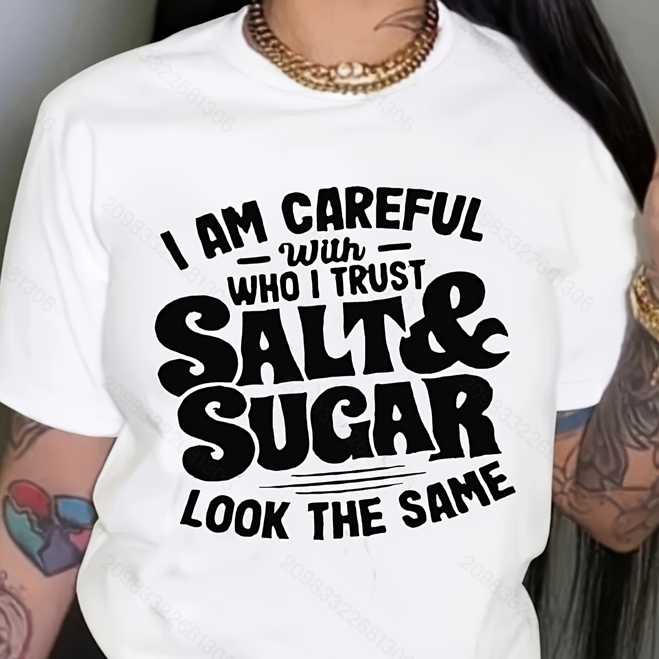 

Salt And Crew Neck T-shirt - Fashionable Womens Graphic Print T-shirt - Casual Short Sleeve Crew Neck Top - Lightweight & Breathable For Spring & Summer Wardrobe