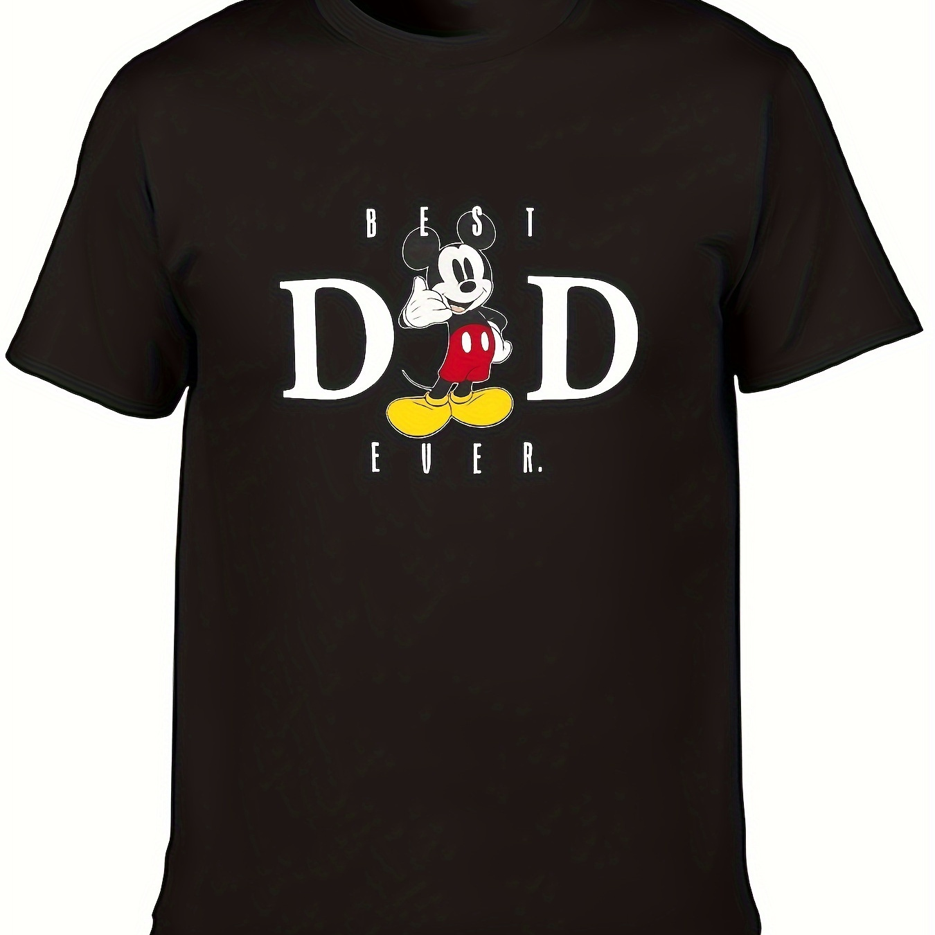 

Mickey Mouse Best Dad Ever Father's Day T-shirt, Casual Crew Neck T-shirt For Men