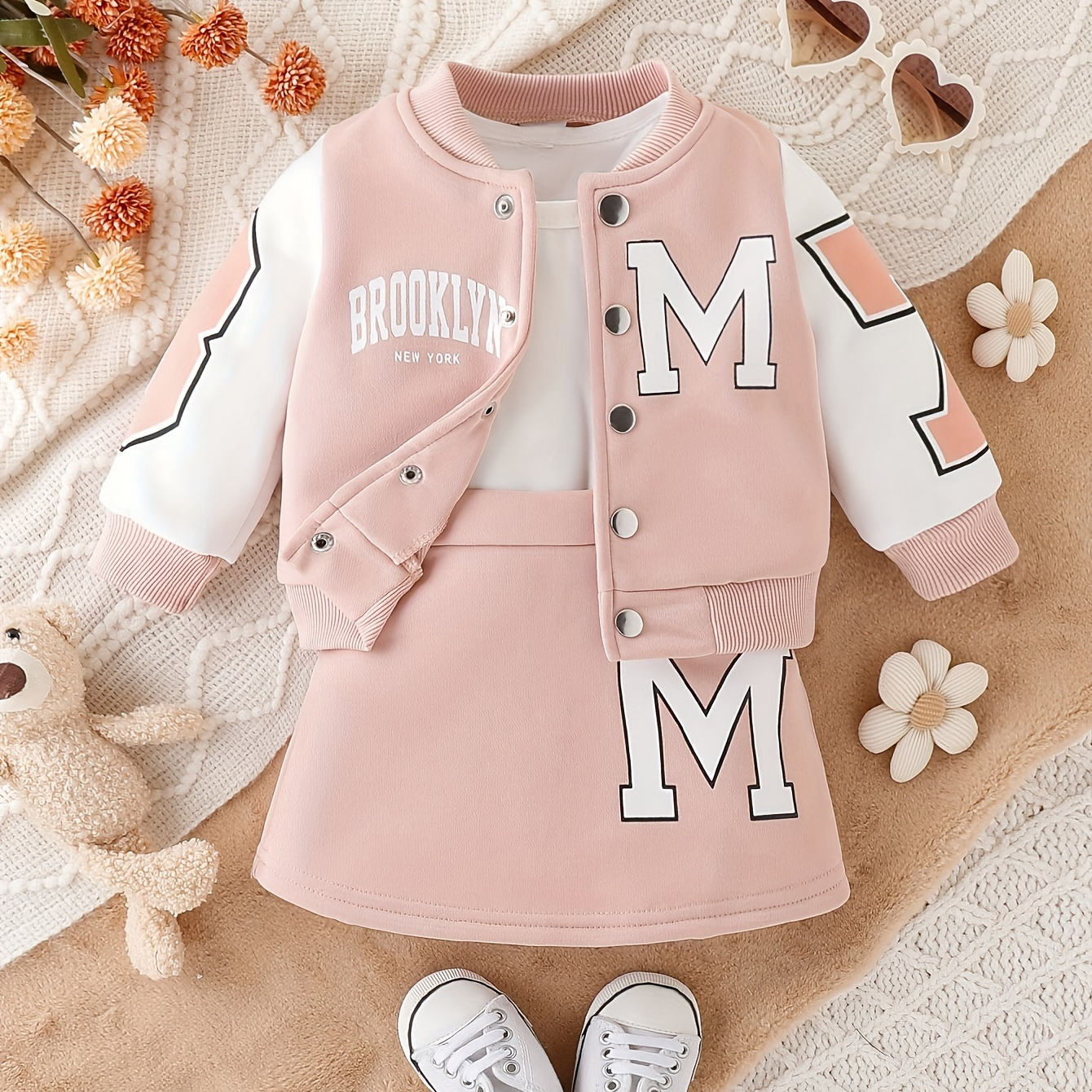 

Ensemble Sportif Pour Bébé Et Tout-petit, Veste De Style Varsity Et Jupe, Vêtements Pour Fille