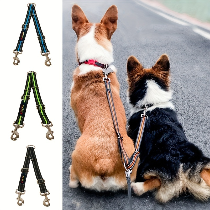 Two Dog Walker / No Tangle Leash - Leather - Extra Length - Auburn