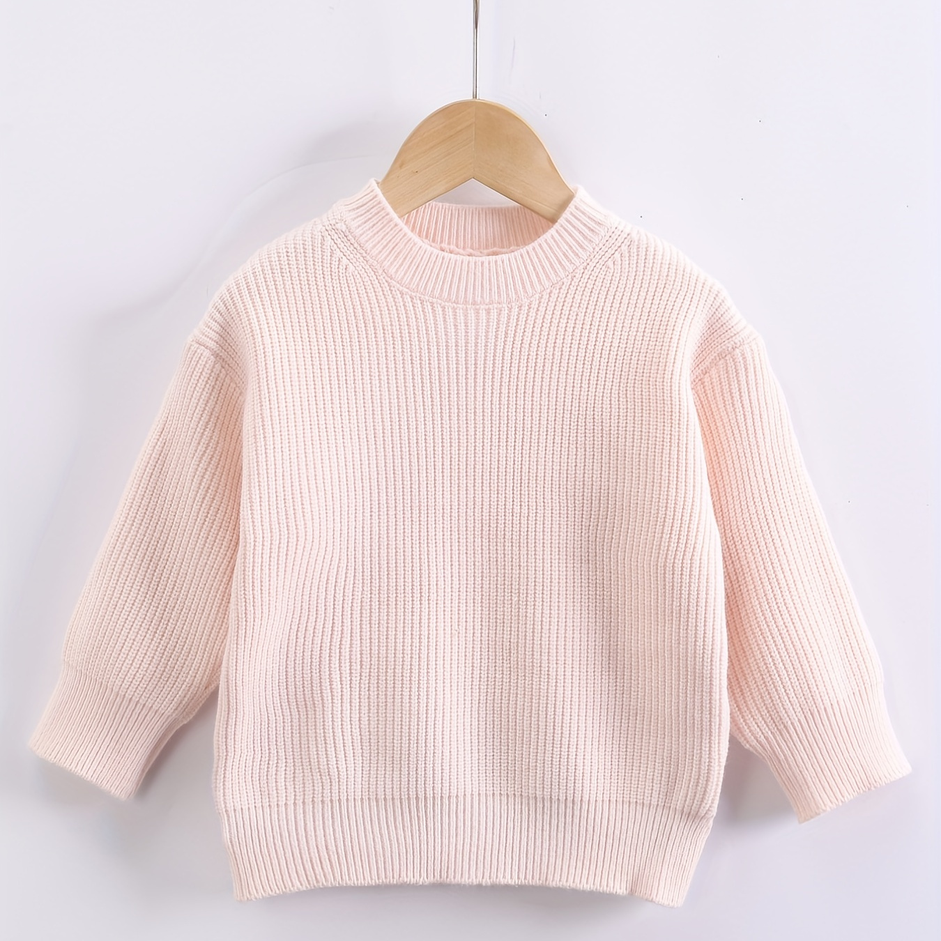 Kids Candy Color Loose Casual All-match Sweater, Toddler Baby's Cotton Pullover Knitted Sweater