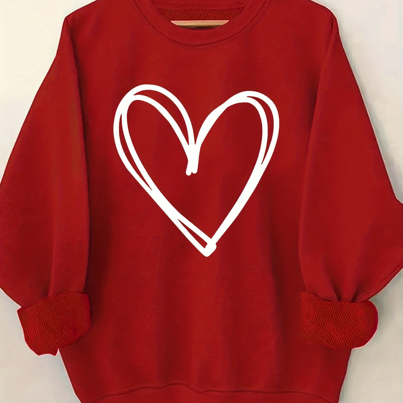 

Love Print Sweatshirt, Crew Neck Casual Sweatshirt For Spring & Fall, Women's Clothing