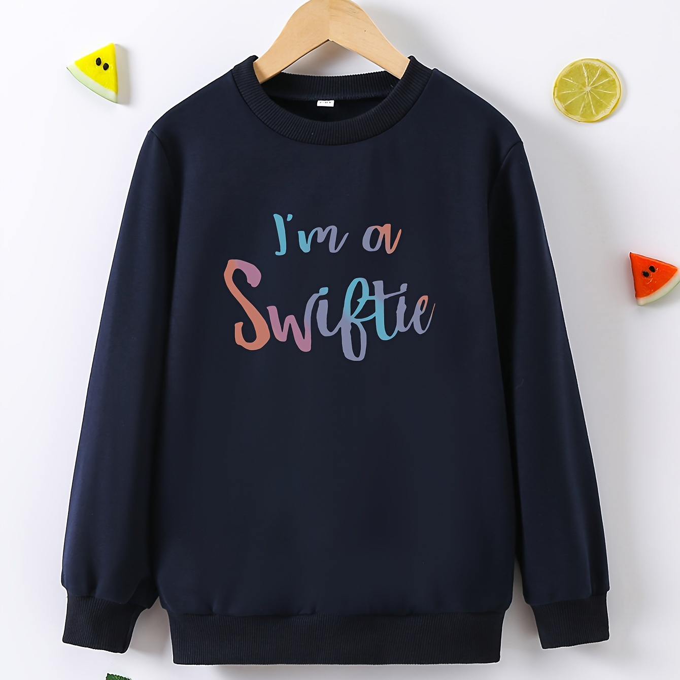 

Music Fan Print Girls Everyday Tops, Long Sleeve Active Sweatshirts For Fashion Look, Kids Clothing Gift